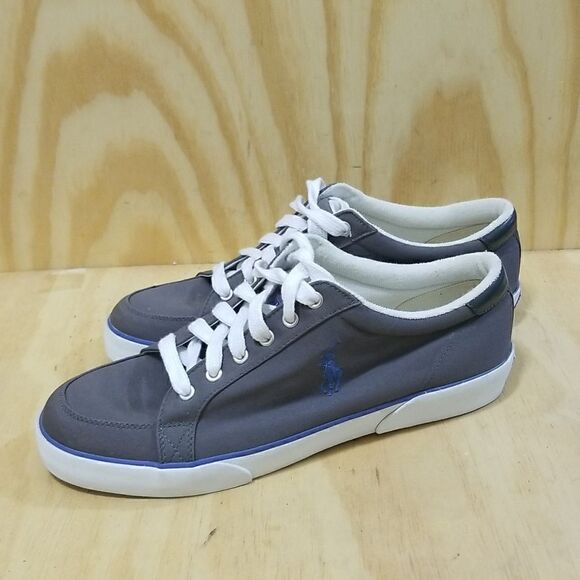 Polo Ralph Lauren Bryn Canvas Sneakers Men's 12 Grey Blue Casual Shoes - Picture 2 of 8